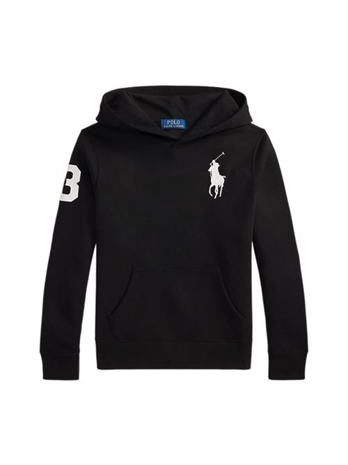 Felpa da bambino in misto cotone, BIG PONY, cappuccio, colore nero. POLO RALPH LAUREN | 322979316002